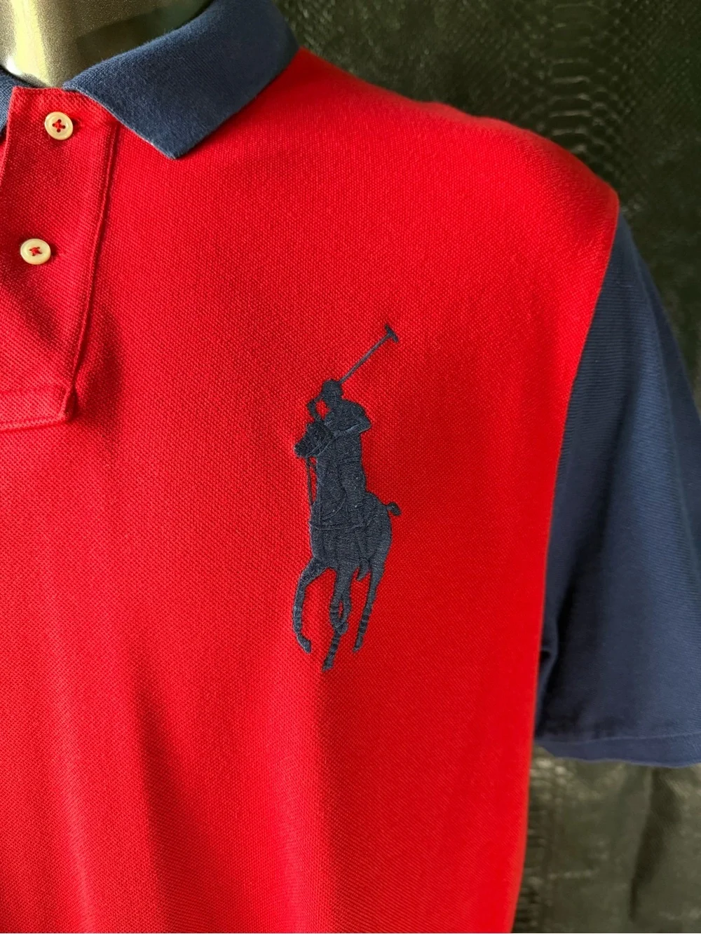Polo Ralph Lauren Men’s XL Short Sleeve Polo Shirt Red and Blue Colorblock